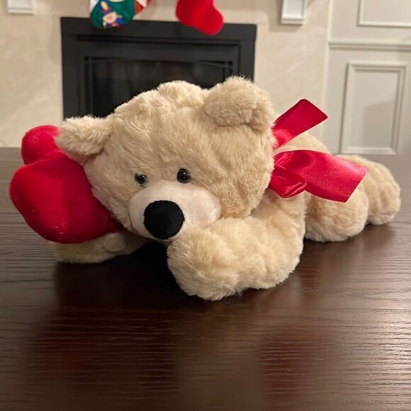Bear-y Sweet Teddy with Red Heart and Bow Excellent Condition GANZ Plush Toy 14” - Picture 1 of 10